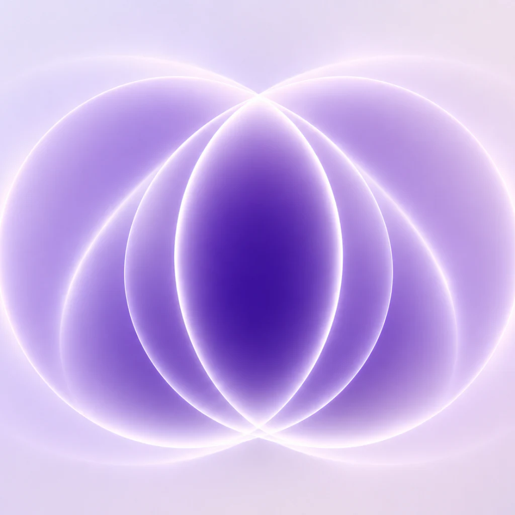 Two overlapping purple rings forming the GiQ Match vesica on silver, representing the credit engine matching an SME to every qualified lender