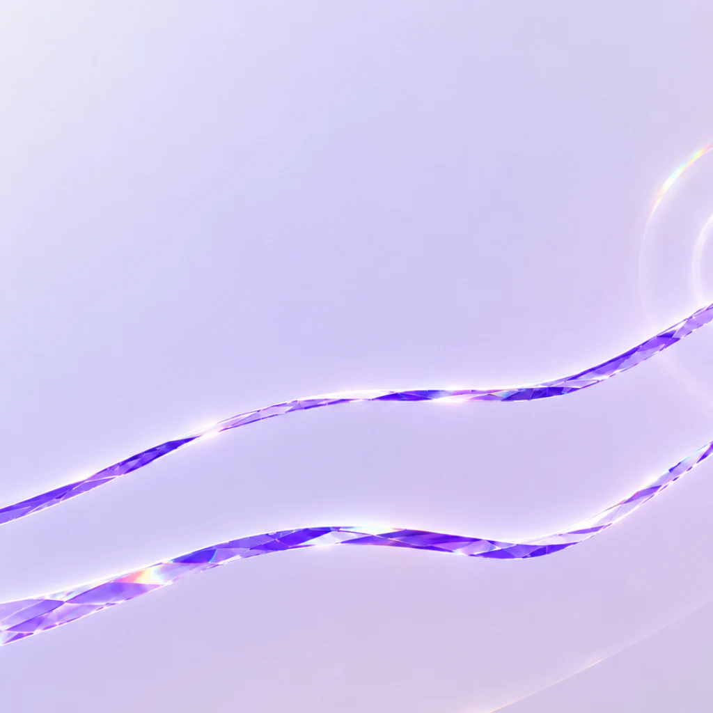 Ribbons of purple light streaming across silver, representing an SME's revenue, profit and operating data assembled into a GiQ Match business profile